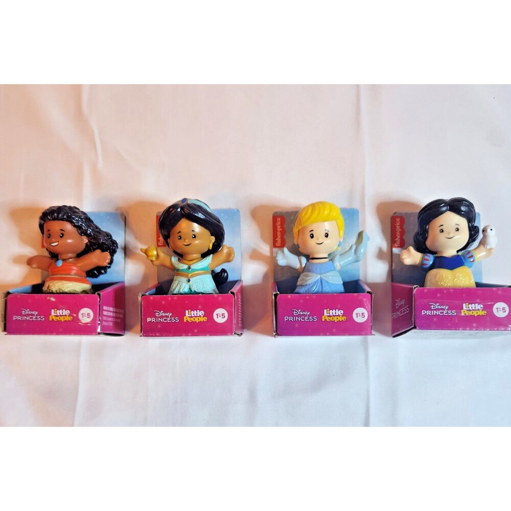 Fisher Price Little People Disney Princess 4 Lot Jasmine Cinderella Moana Snow